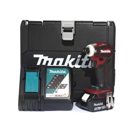 MAKITA สว่านไขควงกระแทกไร้สาย สีแดง 18 โวลต์ 1/4 นิ้ว รุ่น DTD172RFAR แรงบิดสูงสุด 180 นิวตันเมตร มอเตอร์แบบไร้แปรงถ่าน รวมแบตเตอรี่และแท่นชาร์จ