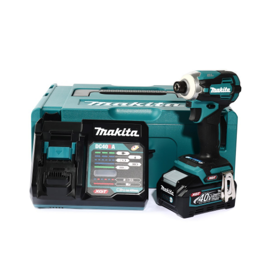 MAKITA สว่านไขควงกระแทกไร้สาย 40 โวลต์ 1/4 นิ้ว รุ่น TD001GM101 แรงบิดสูงสุด 220 นิวตันเมตร รวมแบตเตอรี่และแท่นชาร์จ