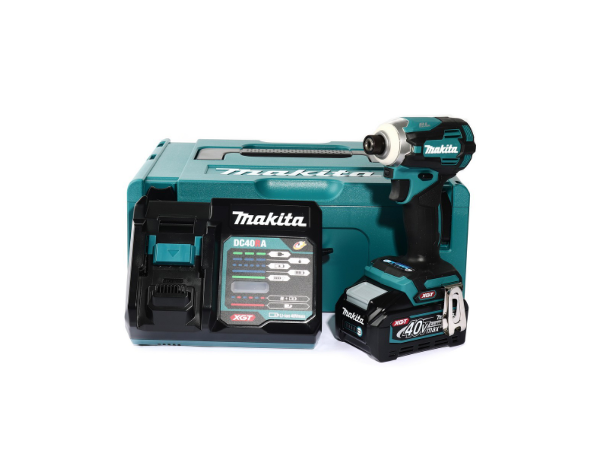 MAKITA สว่านไขควงกระแทกไร้สาย 40 โวลต์ 1/4 นิ้ว รุ่น TD001GM101 แรงบิดสูงสุด 220 นิวตันเมตร รวมแบตเตอรี่และแท่นชาร์จ