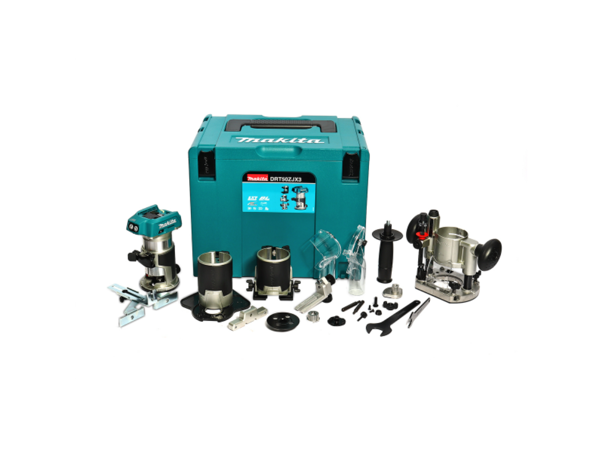 MAKITA เครื่องทริมเมอร์ 18V รุ่น DRT50ZJX3 ขนาดจับดอก 6 มม. / 8 มม. ความเร็วรอบ 10,000-30,000 RPM เครื่องเปล่า