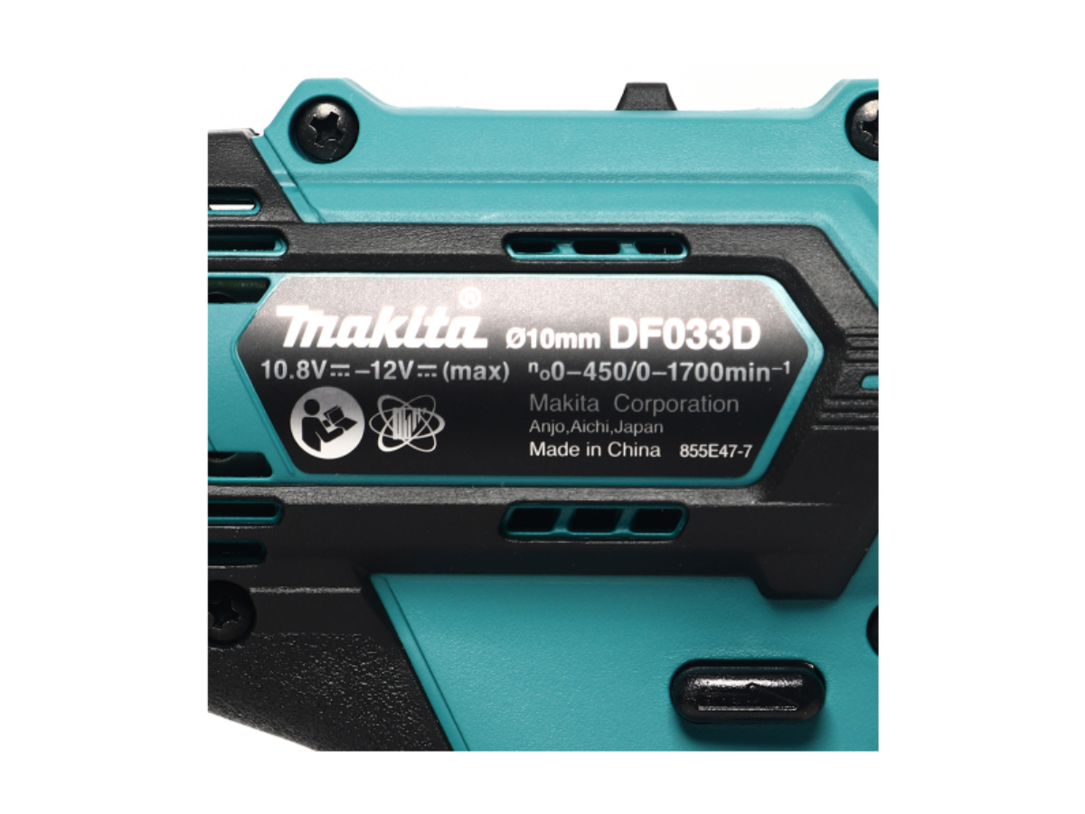 MAKITA สว่านไขควงไร้สาย 12 โวลต์ ขนาด 1/4 นิ้ว รุ่น DF033DWYE แรงบิดหมุน 28 นิวตันเมตร รวมแบตเตอรี่และแท่นชาร์จ