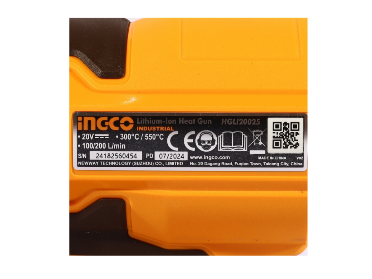 INGCO ปืนเป่าลมร้อน 20 โวลต์ รุ่น HGLI20025