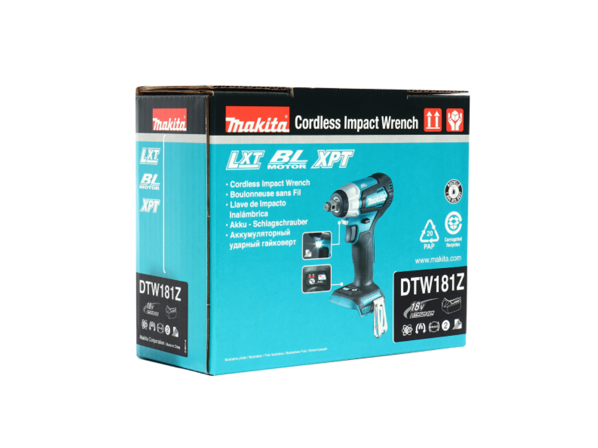 MAKITA เครื่องขันบล๊อกไร้สาย 18 โวลต์ 1/2 นิ้ว รุ่น DTW181Z แรงบิดสูงสุด 210 นิวตันเมตร 