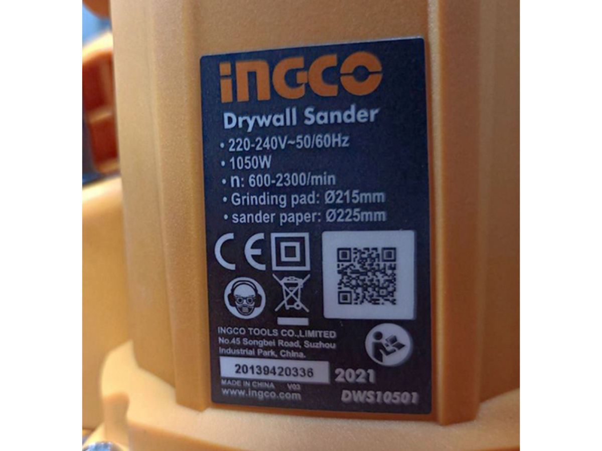 INGCO เครื่องขัดผนัง กำลังมอเตอร์ 1,050 วัตต์ แรงดันไฟฟ้า 220-240 โวลต์ รุ่น DWS10501