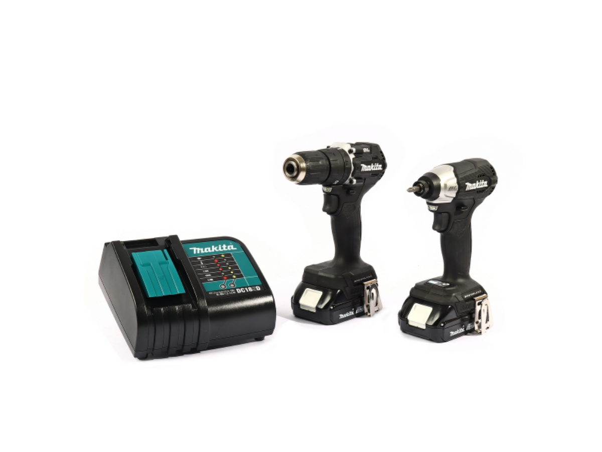 MAKITA ชุดสว่านกระแทกไร้สาย สีดำ 18V รุ่น DLX2414X7B ประกอบด้วยรุ่น DHP487+DTD157 รวมแบตเตอรี่-แท่นชาร์จ