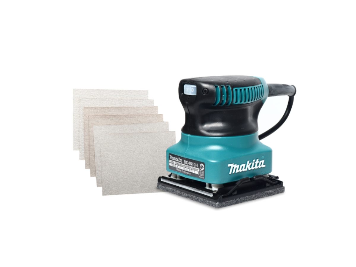 MAKITA เครื่องขัดกระดาษทรายสั่น ขนาด 114 X 140 มม. (4-1/2 X 5-1/2 นิ้ว) กำลังไฟ 170 วัตต์ รุ่น BO451