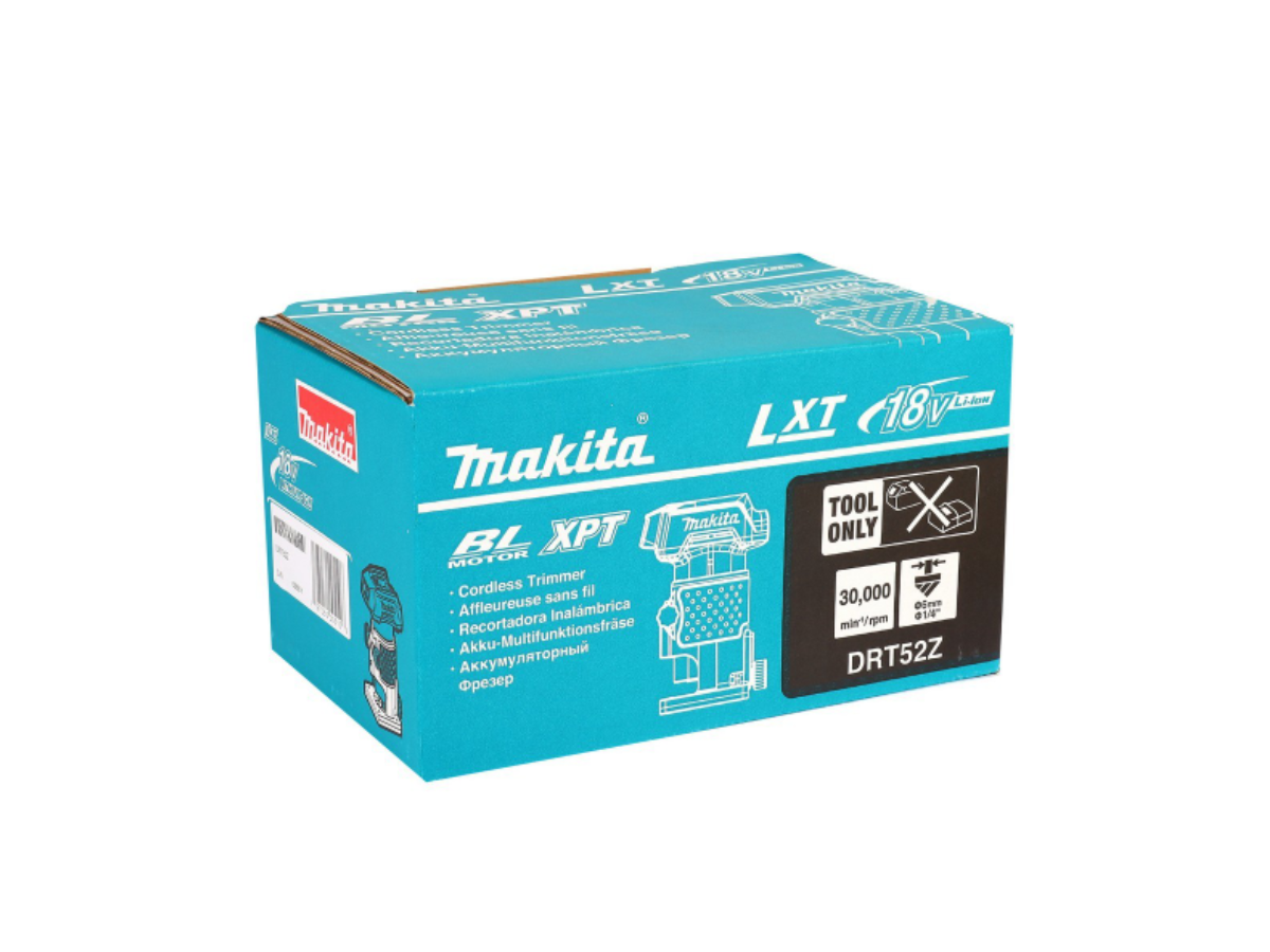 MAKITA เครื่องทริมเมอร์ไร้สาย 18 โวลต์ ขนาด 6 มม. (1/4 นิ้ว) รุ่น DRT52Z