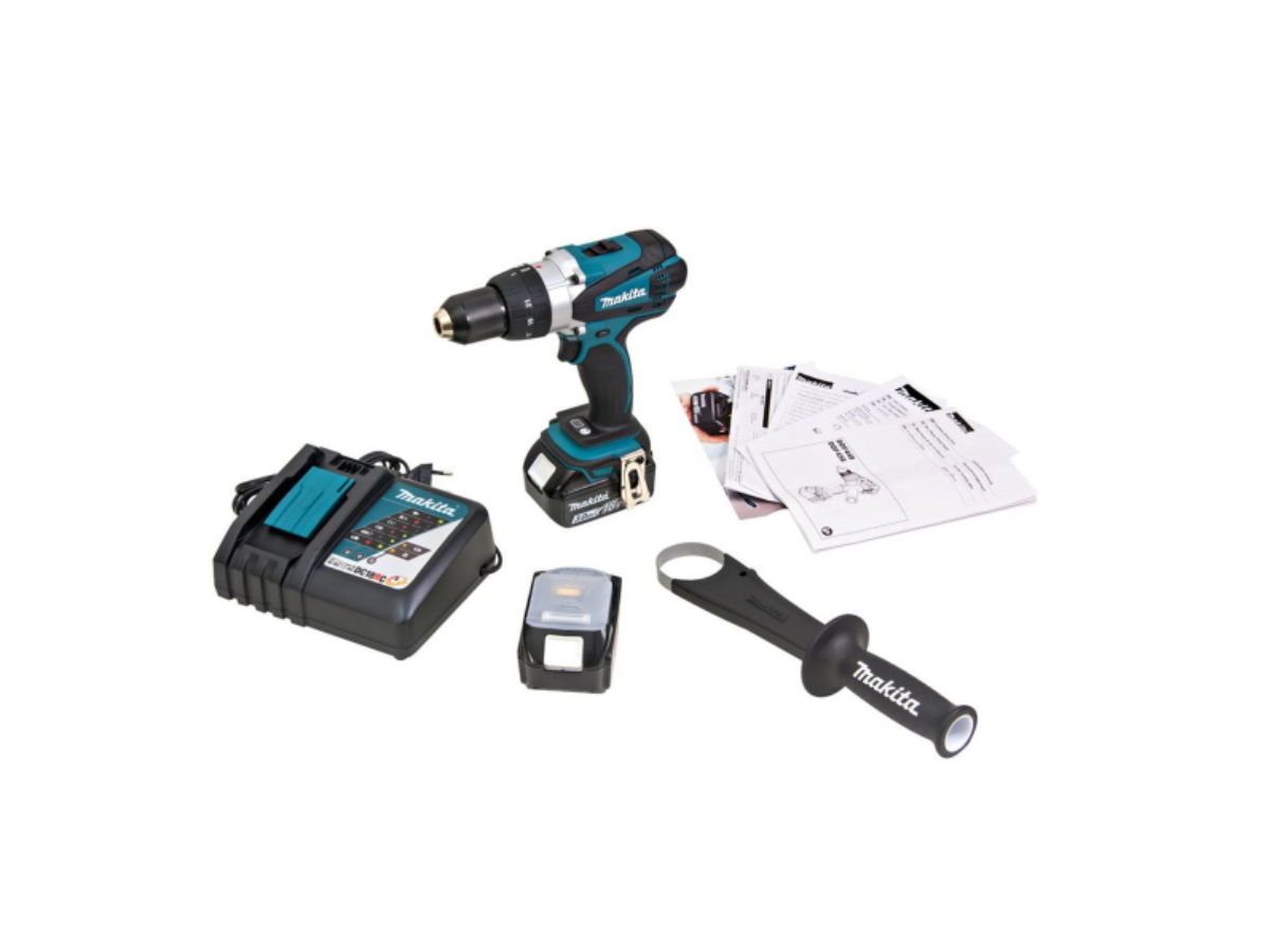 MAKITA สว่านไขควงไร้สาย 18 โวลต์ ขนาด 1/2 นิ้ว รุ่น DDF-458RFE แรงบิดหมุน 84 นิวตันเมตร รวมแบตเตอรี่และแท่นชาร์จ