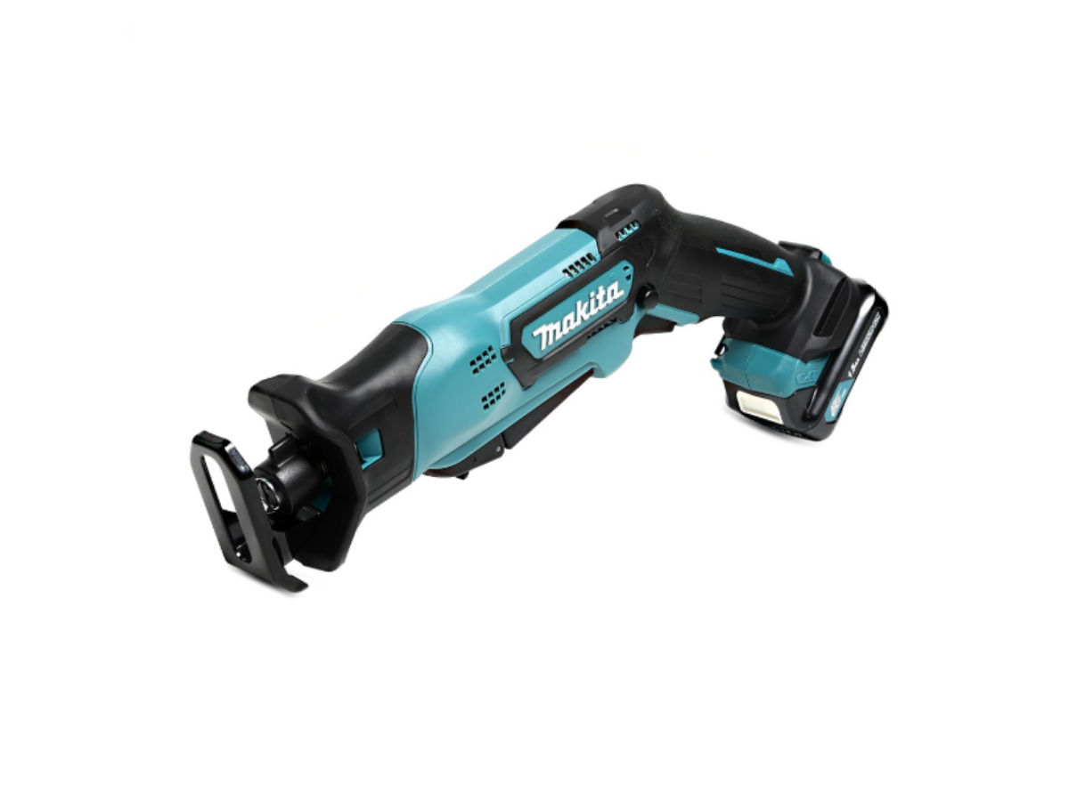 MAKITA เลื่อยชักไร้สาย 12 โวลต์ (Tool Less) รุ่น JR103DWYE ความยาวช่วงชัก 1/2 นิ้ว รวมแบตเตอรี่-แท่นชาร์จ